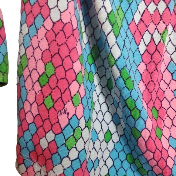 LILLY PULITZER 'SHOW ME SOME SKIN' PRINT 3/4 LENGTH SLEEVES TUNIC TOP PINK BLUE - Picture 9 of 16